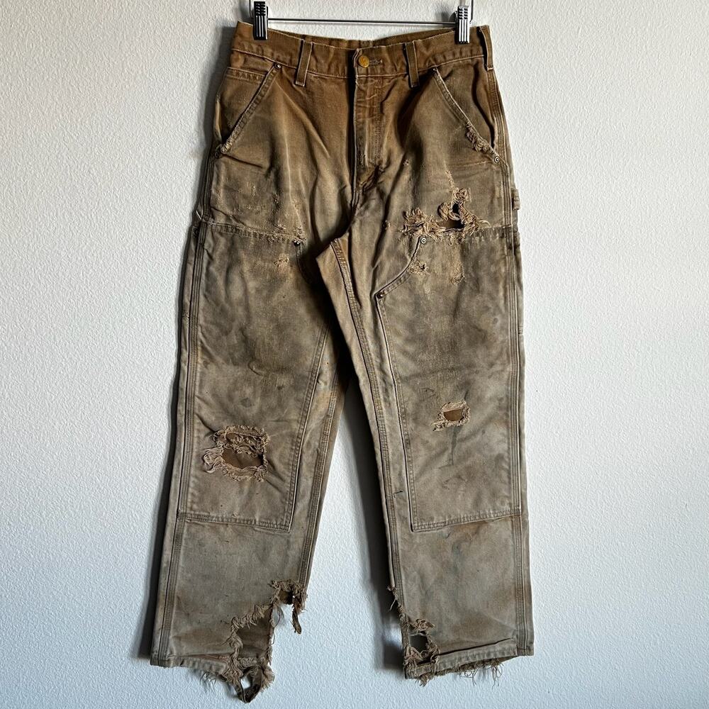 Carhartt B01 BRN faded brown double knee work wear carpenter pants